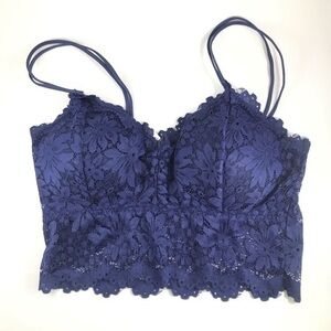 Lace bralette padded blue